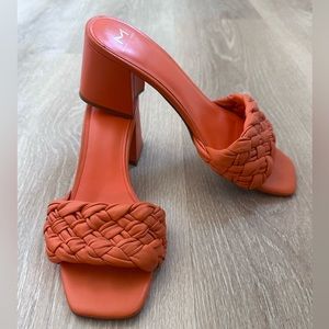 Marc Fisher Nahea Heels|Orange‎ Braided "Puffy"|Sz 9.5